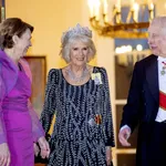 King Charles and Queen Consort Camilla of the United Kingdom pay a State Visit to Germany and pose with Bundespresident Frank-Walter Steinmeier and his wife Elke Büdenbender in front Schloss Bellevue before the State Dinner