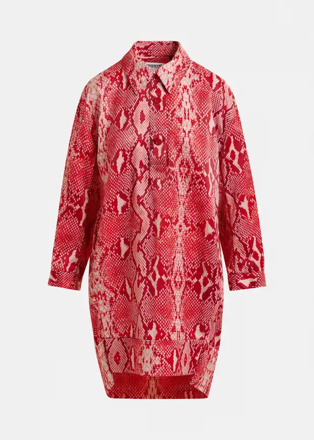 Rode en oranje mini-jurk met slangenprint | €245,00