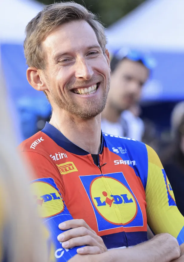 Bauke Mollema tijdens de Strade Bianche 2025