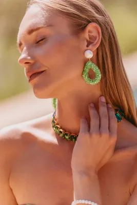 Groene Oorbellen Marieke Drop L Raw