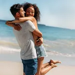 Romantic couple having fun at the beach