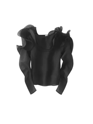 Top with ruffles in black €79,99