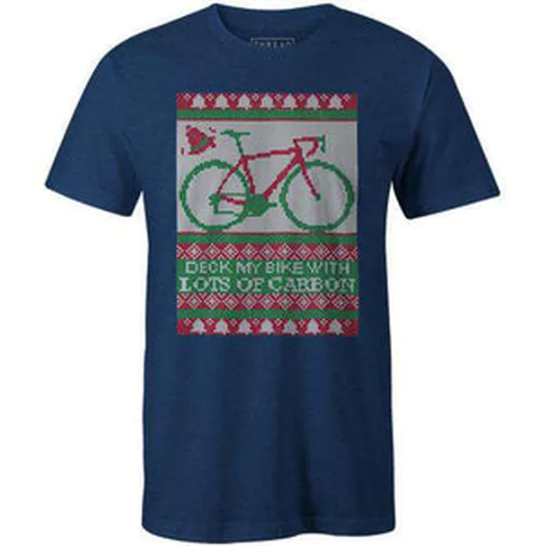 T-shirt in kerstmotief met een carbon racefiets erop