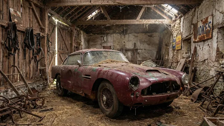 Formule 1-engineer redt vergane Aston Martin DB4 uit een ingestorte garage