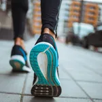 Close up shot of runner's shoes