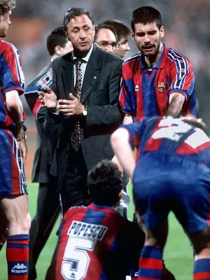 Johan Cruijff en Pep Guardiola