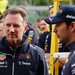 Sergio Perez en Red Bull-teambaas Christian Horner