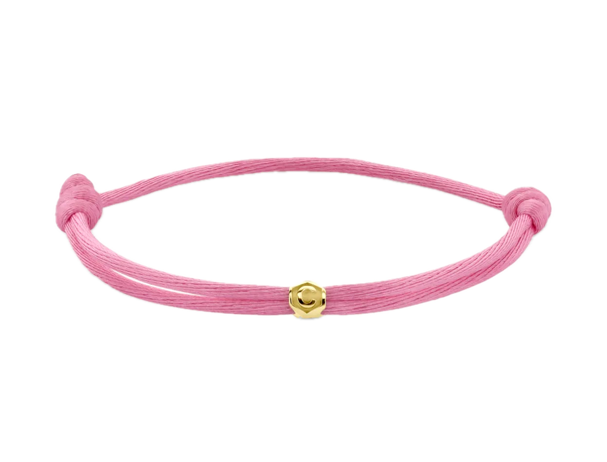 Honey Bee Satijnkoord Armband - 1 Initiaal 14k Goud - €239