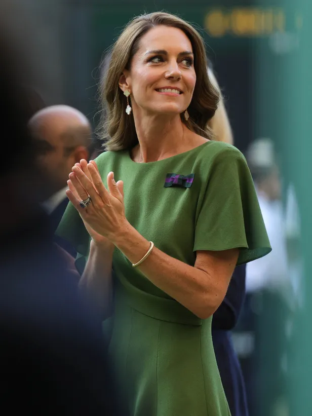 Prinses Kate in een groene jurk op Wimbledon 2026. 