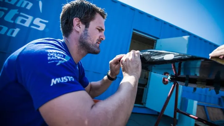 May 29, 2015. Team Vestas Wind is back in the water in Lisbon. Simeon Tienpont.