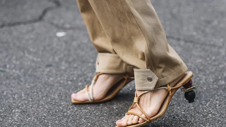 Milan, Italy - February 23, 2019: Street style – Jacquemus shoes detail before a fashion show during Milan Fashion Week - MFWFW19