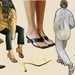 teenslippers met hak collage beige achtergrond