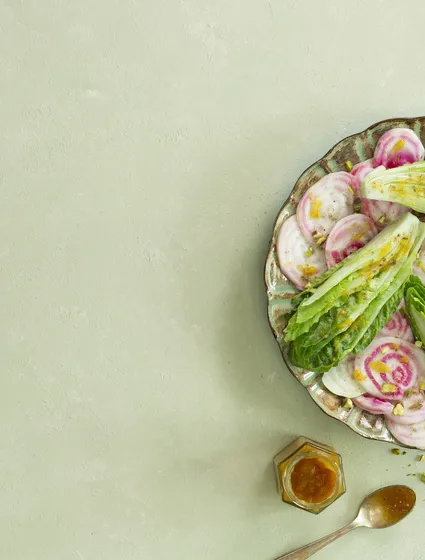 Chioggia-salade met mosterd-sinaasappeldressing