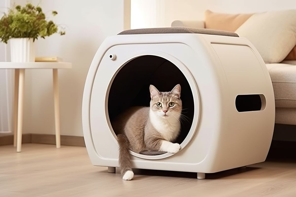 Lifewit Kattenbak Kat met Nepplant & Schepje, Verborgen Kattenbak met Geurcontrole & Koolstoffilter in Woonkamer, Slaapkamer, Hoek, Wit