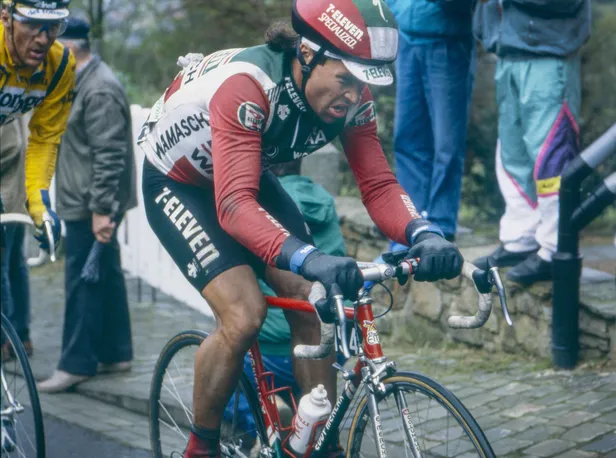 Jeff Pierce in het iconische tenue van Team 7-Eleven