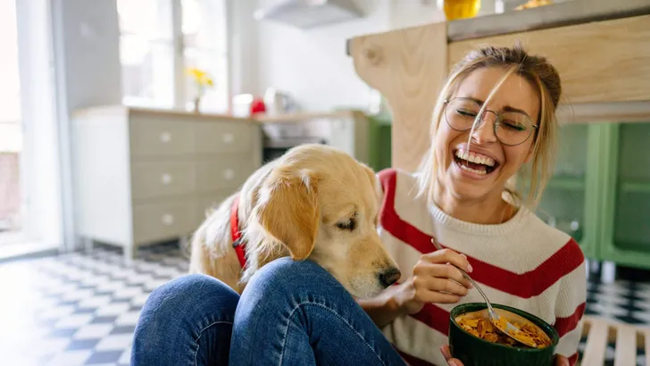 Morning with my pet in our kitchen
