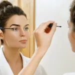 Woman applying tinted eyebrow gel