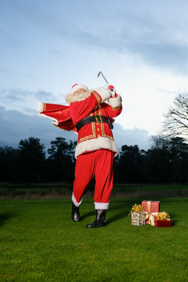 Foto van de kerstman op de golfbaan.