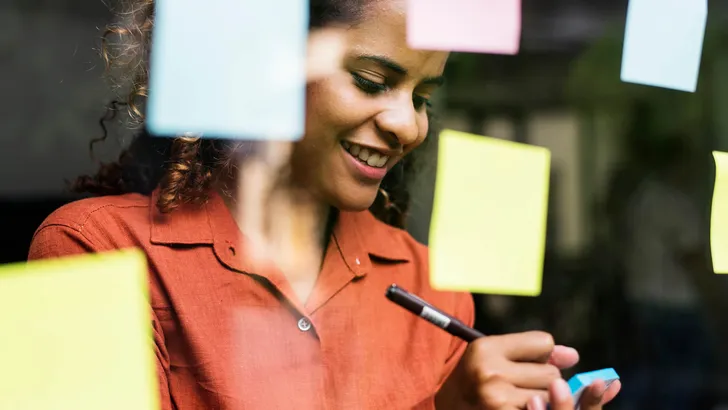 Businesspeople brainstorming with creative ideas