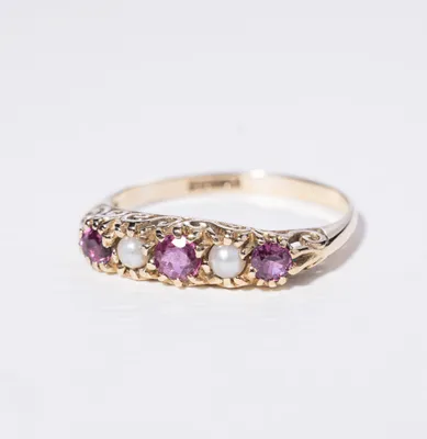 Vintage Ruby & Pearl Ring