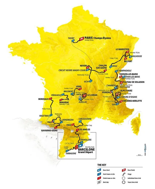 Map parcours Tour de France 2026