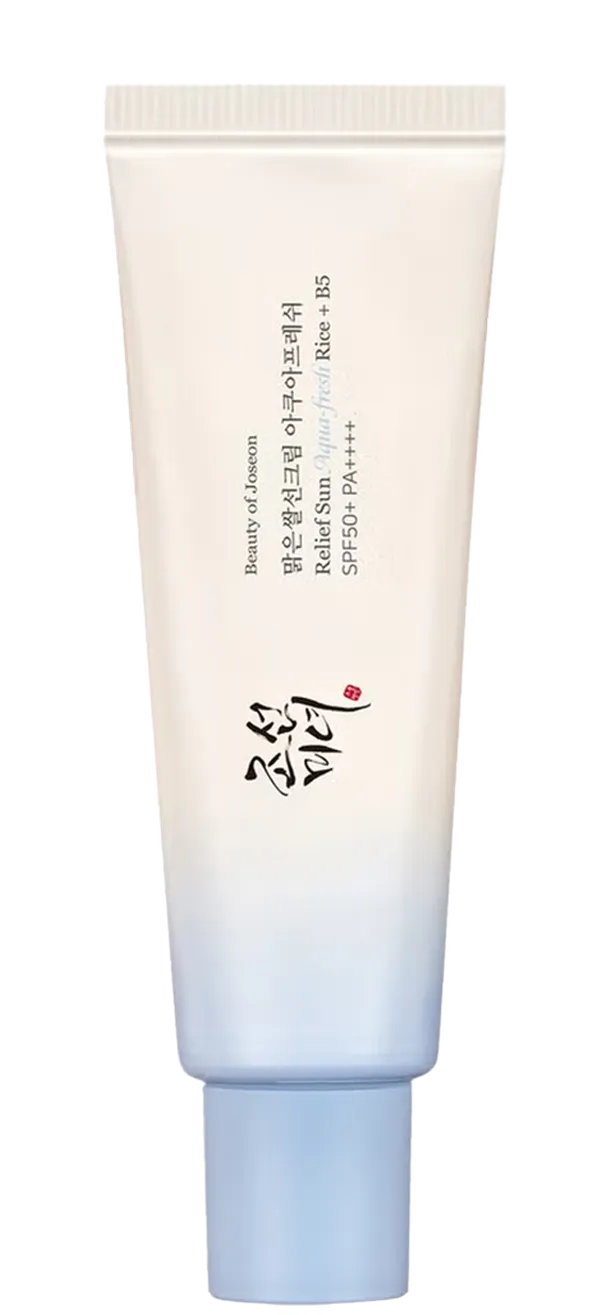 Relief sun aqua-fresh rice + B5 SPF 50+PA++++ €21,90 (50 ml) Beauty of joseon