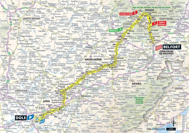 Map parcours etappe 13 Tour de France 2026
