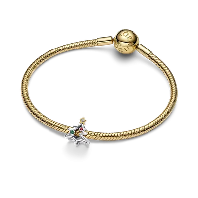 Pandora Charm -Sterling Silver 14k Gold Zirconia Crystal