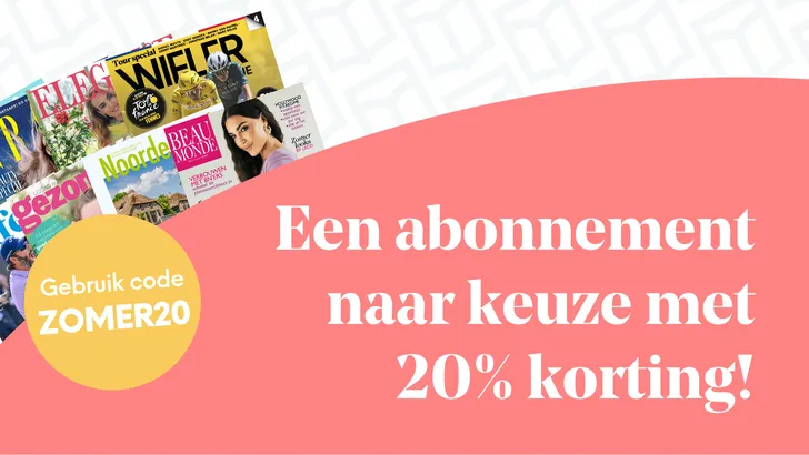 Headerbeeld met magazine covers voor actie met 20% korting op Tijdschrift.land.