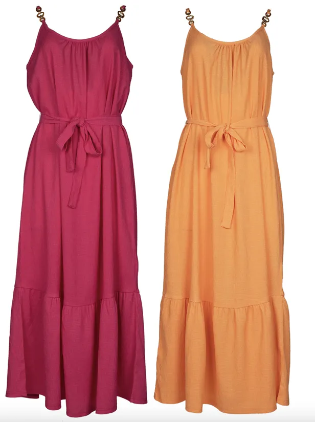 Maxi jurk in roze en oranje - €14,99