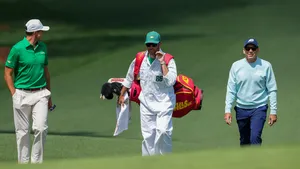 Aberg en Garcia tijdens The Masters. Hoe mooi zou het zijn als je speler van PGA en LIV vaker met elkaar ziet spelen?