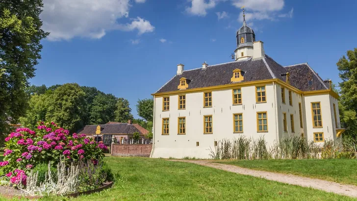 Panorama of the old dutch mansion Fraeylemaborg in Slochteren