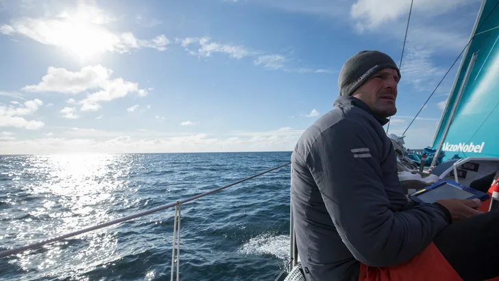 Leg Zero,Rolex Fastnet Race on board AkzoNobel. Photo by James Blake/Volvo Ocean Race. 07 August,20…