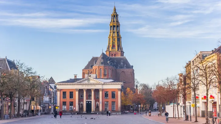 Historic Der Aa-kerk church at the fish market in Groningen