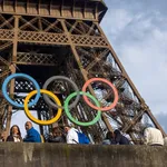 Eiffel Tower decorated with Olympic Rings - Paris