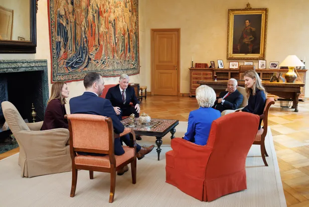 Prinses Elisabeth woont de nieuwjaarsontvangst bij voor leiders van Europese instituties, 13 januari 2026.