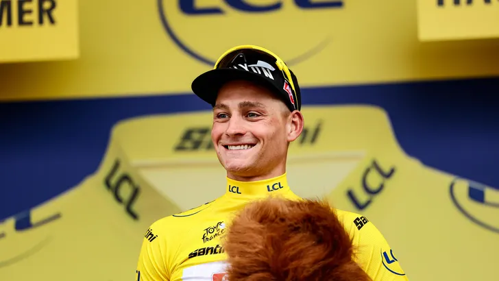 mathieu van der poel in het geel in de tour