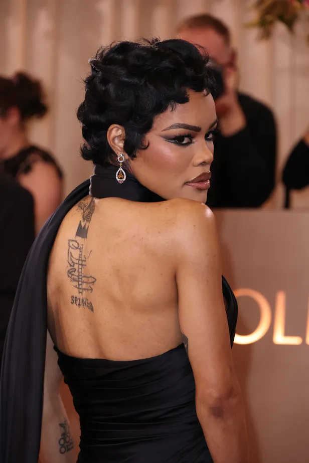 Teyana Taylor gespot met de bixie bij de Golden Globes 