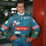 Michael Schumacher voor Jordan in de Grand Prix van België