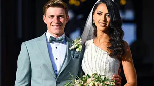 Remco Evenpoel and His wife Oumi wedding day