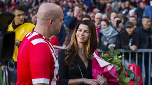 Michael van Gerwen met zijn ex-vrouw Daphne Govers
