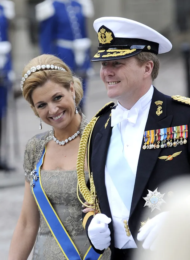 Prince Willem-Alexander and Princess Maxima of The Netherlands at the wedding of Crown Princess Victoria of Sweden and Daniel Westling at Stockholm Cathedral