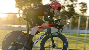 maikel zijlaard in actie tijdens de proloog van de tour down under
