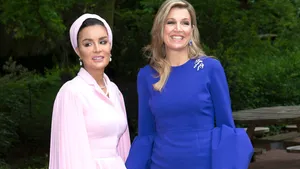 Koningin Maxima en Sheikha Moza bint Nasser bij Institute for Global Justice