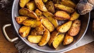 Potato. Roasted potatoes. American potatoes with salt pepper and cumin.