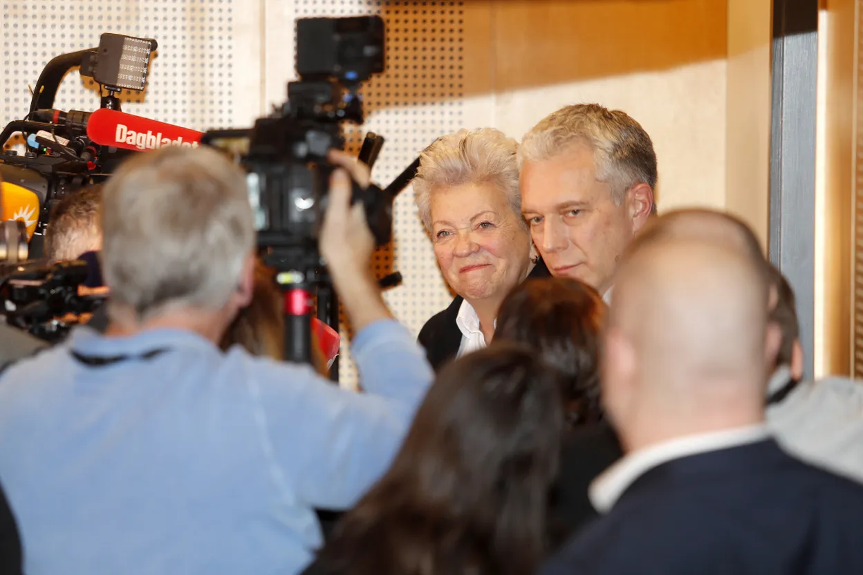 De advocaten van Marius Borg Høiby, Ellen Holager Andenaes en Petar Sekulic, bij de tweede dag van het proces tegen de zoon van prinses Mette-Marit.