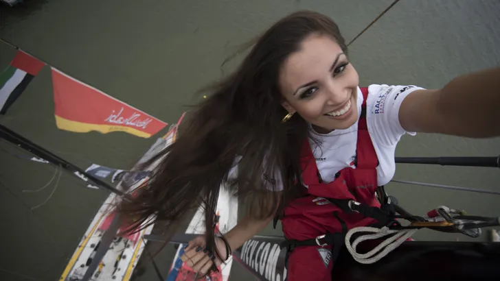 April 16, 2015. Laura Lopez, Miss Santa Catarina 2014, guest of Dongfeng Race Team in Itajai.