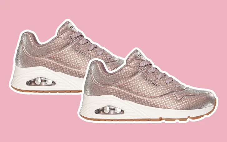 Skechers UNO sneakers in de kleur rose gold durabuck mesh