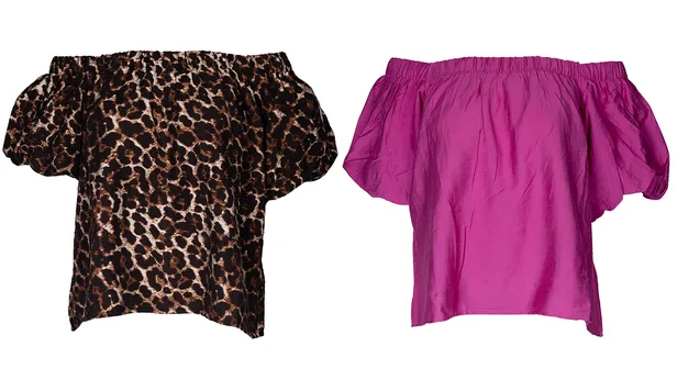 Top off-shoulder in roze en animal print - €10,99