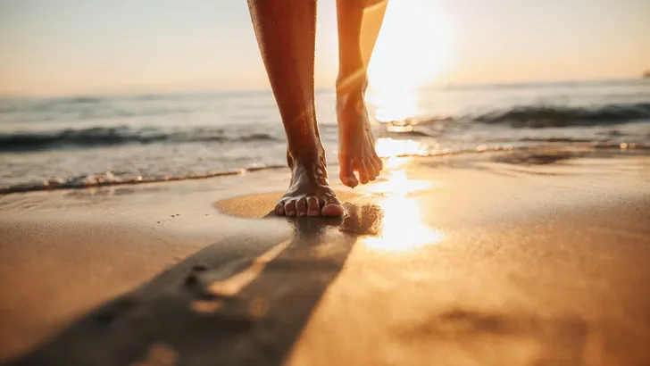 steps on the golden sand